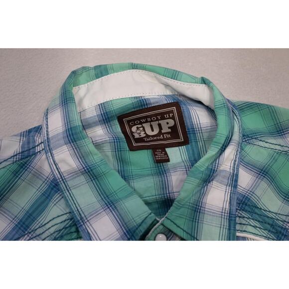 Cowboy Up Tailored Fit Western Pearl Snaps Plaid Cowboy Shirt Mens Sz 2XL XXL - Picture 9 of 12